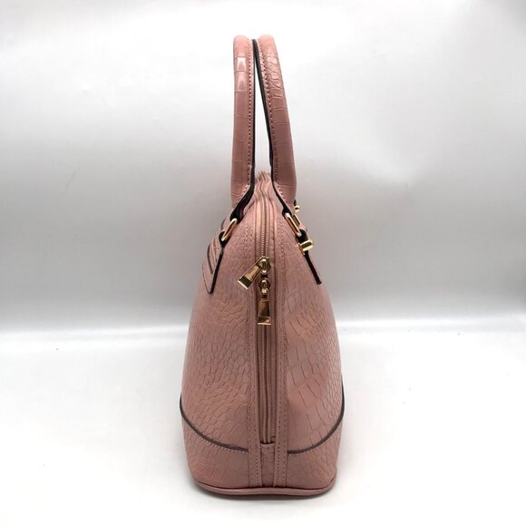 Giani Bernini Dusty Pink Croc Embossed Faux Leather Dome Satchel - Picture 4 of 10